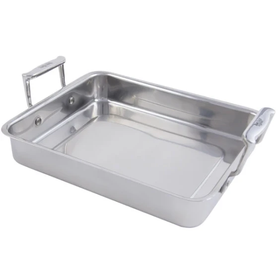 Bon Chef 60013 Cucina 3 Qt. Stainless Steel Roasting Pan - 11 3/4" x 9 3/8" x 2 1/8"