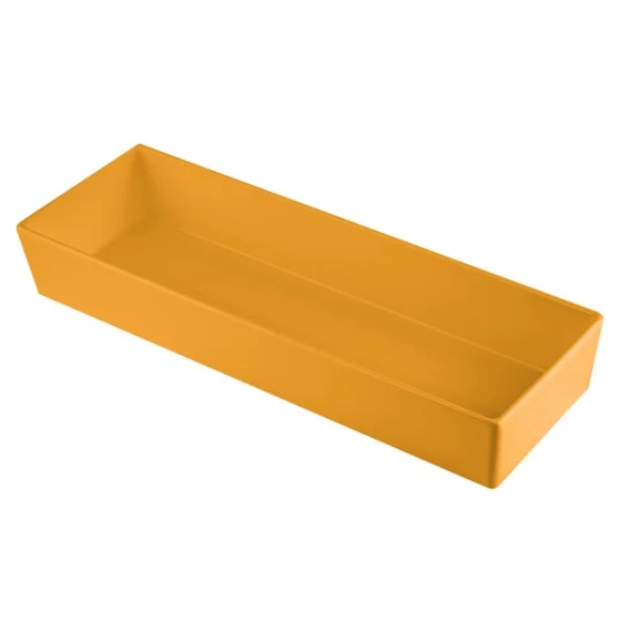 TableCraft CW5008X Simple Solutions 1/2 Size Long Orange Cast Aluminum Straight Sided Bowl - 3" Deep