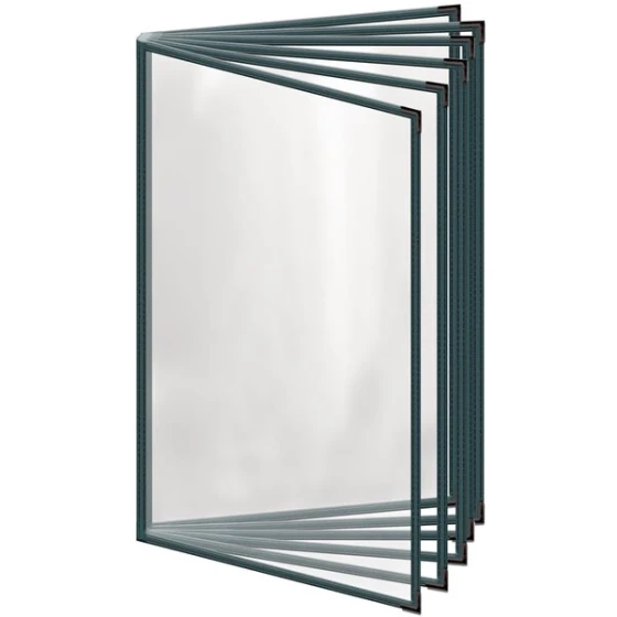 H. Risch, Inc. TE-12V Deluxe Sewn 8 1/2" x 14" Green 12 View Vinyl Menu Cover with Black Smooth Corners and Gloss Finish