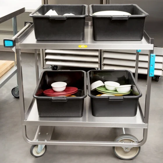 Lakeside 743 Heavy-Duty Stainless Steel 2 Shelf Utility Cart - 22 3/8" x 38 5/8" x 37 1/8"