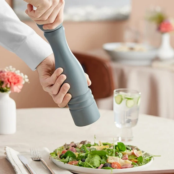 Acopa 12" Matte Steel Blue Wooden Salt / Pepper Mill