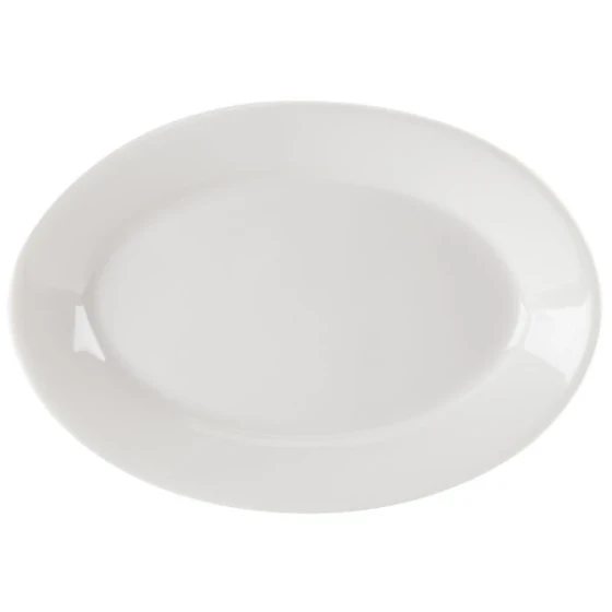 Homer Laughlin from Steelite International HL9526000 Pristine Ameriwhite 8 1/8" x 5 3/4" Bright White Oval China Platter - 36/Case