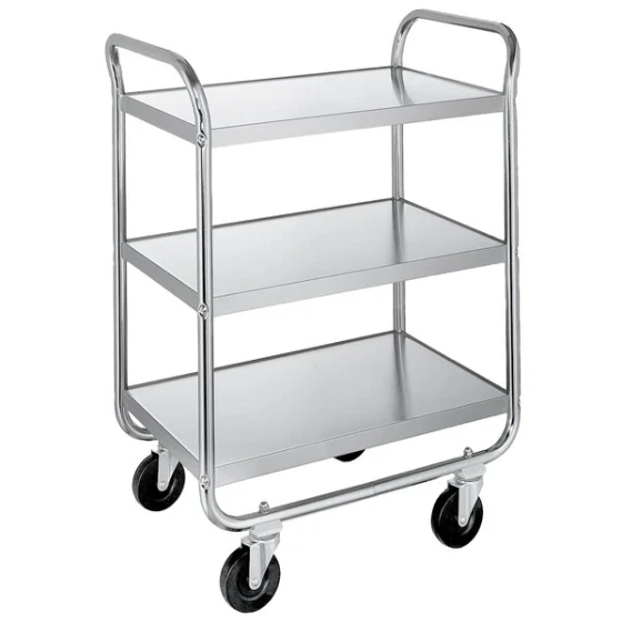 Lakeside 473 Medium-Duty Stainless Steel Three Shelf Tubular Utility Cart with Chrome-Plated Legs / Frame - 27" x 17 1/2" x 35 3/4"