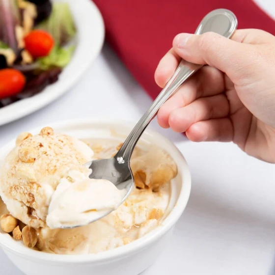 Libbey 774 002 Geneva 7" 18/8 Stainless Steel Extra Heavy Weight Dessert Spoon - 12/Case