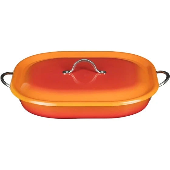Bon Chef Country French X 5 Qt. Ombre Tangerine Roasting Pan with Cover 73023-OM-T