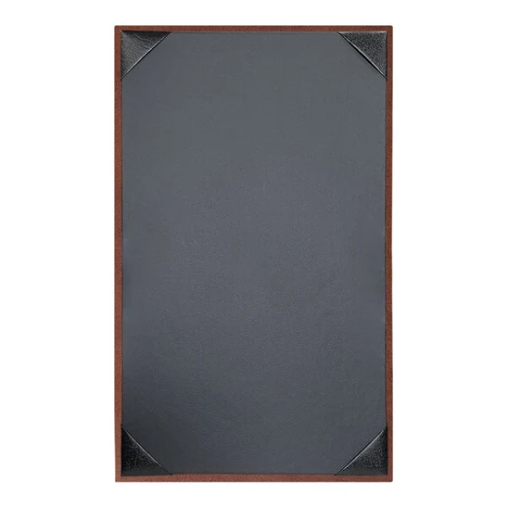 H. Risch, Inc. 8 1/2" x 14" Brown Tuxedo Leather Customizable 1 View Menu Cover with Picture Corners