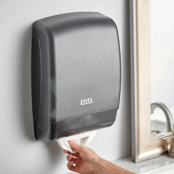 Lavex Translucent Black C-Fold / Multifold Paper Towel Dispenser