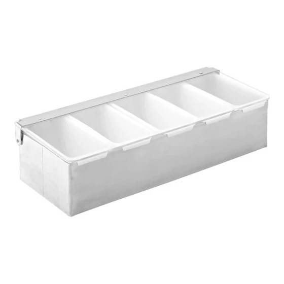 Utopia from Steelite International 5-Compartment White Stainless Steel Condiment Bar