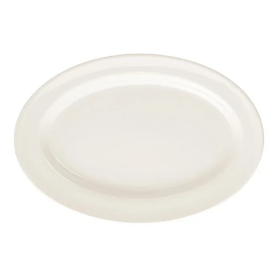 10 Strawberry Street Crism 14 5/16" x 9 7/8" Oval White Porcelain Platter - 6/Case