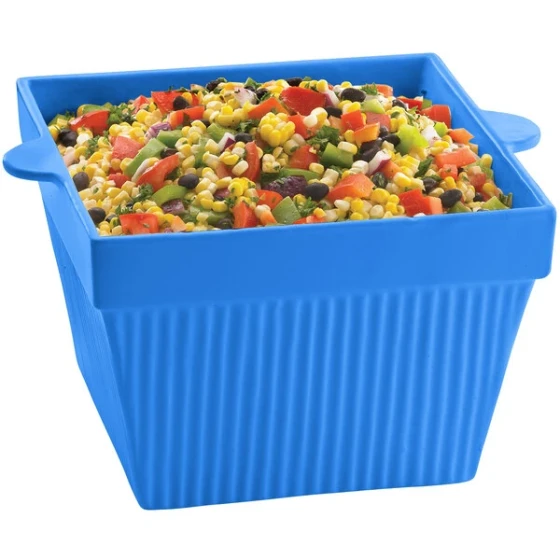 TableCraft CW1490CBL 6.5 Qt. Cobalt Blue Cast Aluminum Square Bowl