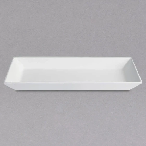 G.E.T. Enterprises BUDS13WW Bugambilia 17" x 8 1/8" Classic Textured Finish White Resin-Coated Aluminum Medium Deep Rectangular Platter