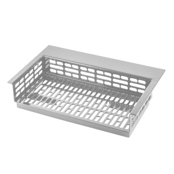 TableCraft CW1080BRA Simple Solutions 21 1/4" x 12 7/8" x 5" Brushed Aluminum Perforated Single Cold Well Drop-In Template