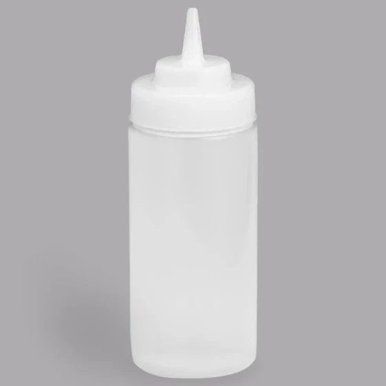 TableCraft 31763C 16 oz. Clear WideMouth™ and Wide Cone Tip Squeeze Bottle with 63 mm Opening - 12/Pack