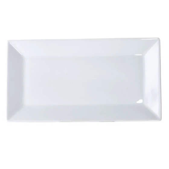 22" x 10 7/8" Bright White Rectangular Porcelain Platter - 2/Case