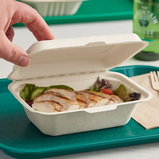 EcoChoice 7" x 5" x 2 1/2" Natural Plant Fiber Take-Out Container - 125/Case