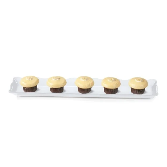 GET ML-129-W Bake and Brew 21" x 5 1/4" White Melamine Rectangular Display Tray - 12/Pack