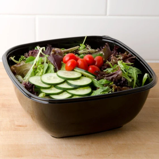 Sabert 94160B50 Bowl2 160 oz. Black Square Catering Bowl - 50/Case