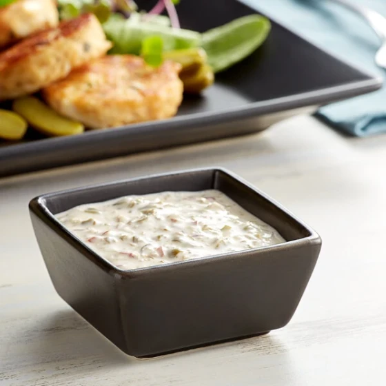 Acopa 4 oz. Matte Black Square Stoneware Sauce Cup - 36/Case