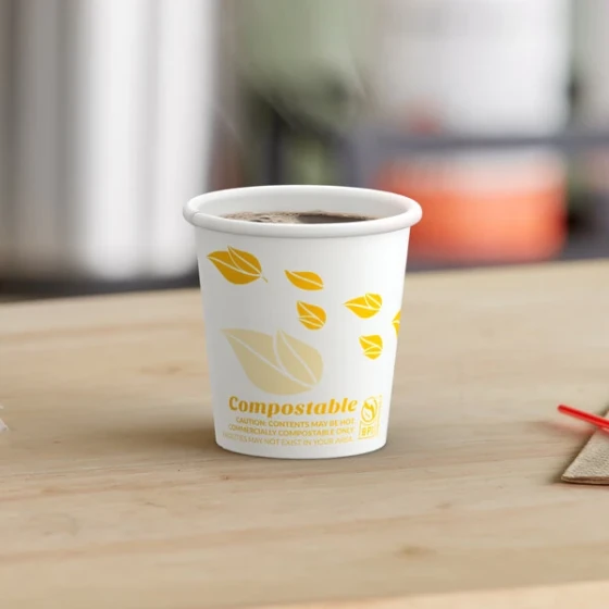 EcoChoice 4 oz. Leaf Print Compostable Paper Hot Cup - 50/Pack