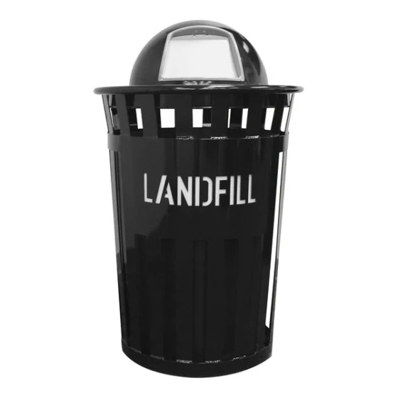Witt Industries Oakley Eco M3601LF-DT-BK 36 Gallon Black Outdoor Landfill Receptacle with Dome Top Lid