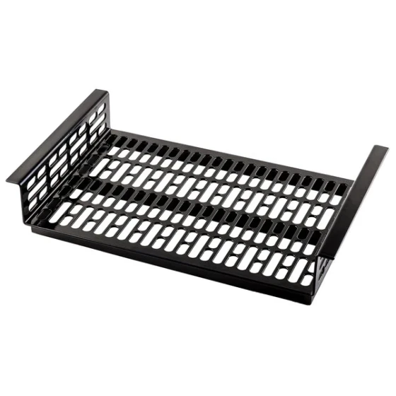 TableCraft CW1060BK Simple Solutions 21 1/4" x 12 7/8" x 3" Black Cast Aluminum Perforated Single Cold Well Drop-In Template