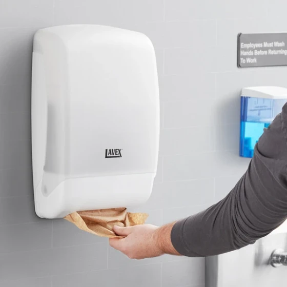 Lavex Translucent White C-Fold / Multifold Paper Towel Dispenser