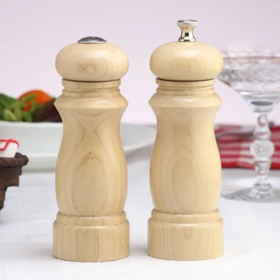 Chef Specialties 06200 Professional Series 6" Customizable Salem Natural Finish Pepper Mill and Salt Shaker