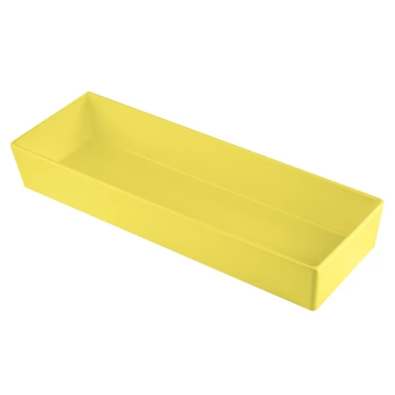TableCraft CW5008Y Simple Solutions 1/2 Size Long Yellow Cast Aluminum Straight Sided Bowl - 3" Deep