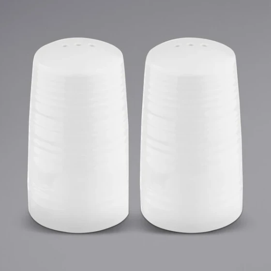 TableCraft 10413 Pulito 1.25 oz. White Melamine Salt and Pepper Shaker Set