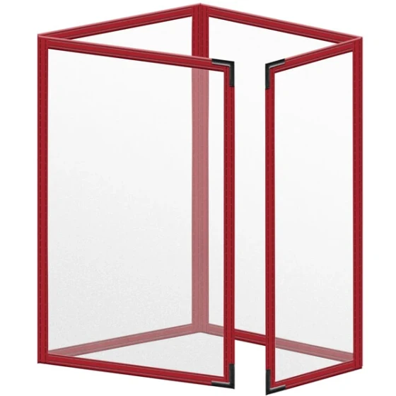 H. Risch, Inc. TETQ Deluxe Sewn 5 1/2" x 8 1/2" Red 8 View Foldout Vinyl Menu Cover with Black Smooth Corners and Matte Finish