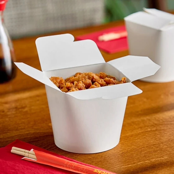 Emperor's Select 26 oz. White Microwavable Paper Round Bottom Take-Out Container - 25/Pack