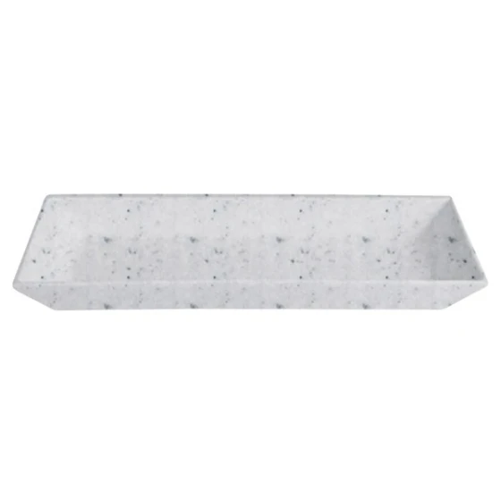 G.E.T. Enterprises BUDS13MW Bugambilia 17" x 8 1/8" Classic Textured Finish Marble White Granite Resin-Coated Aluminum Medium Deep Rectangular Platter