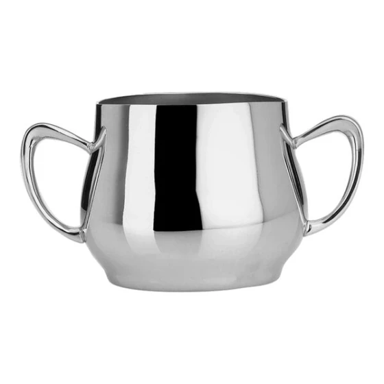 WNK by Steelite International Eminence 9 oz. Stainless Steel Sugar Bowl with Handles 5351S200