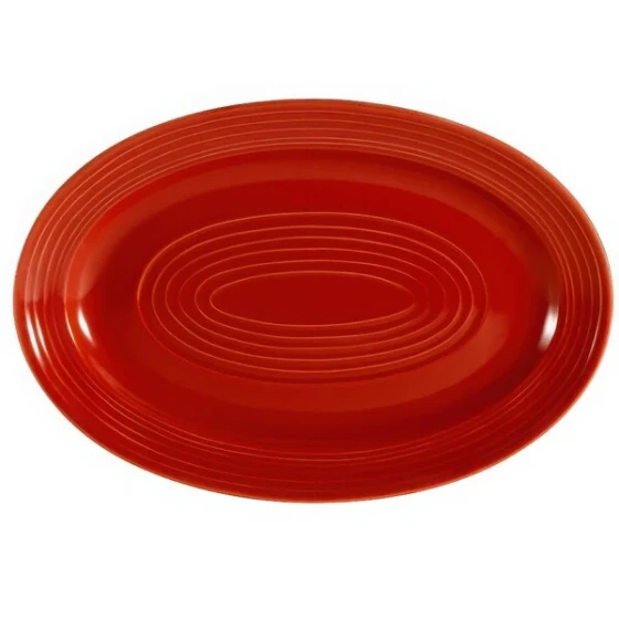 CAC TG-51-R Tango 15 3/4" x 11" Red Oval Platter - 12/Case