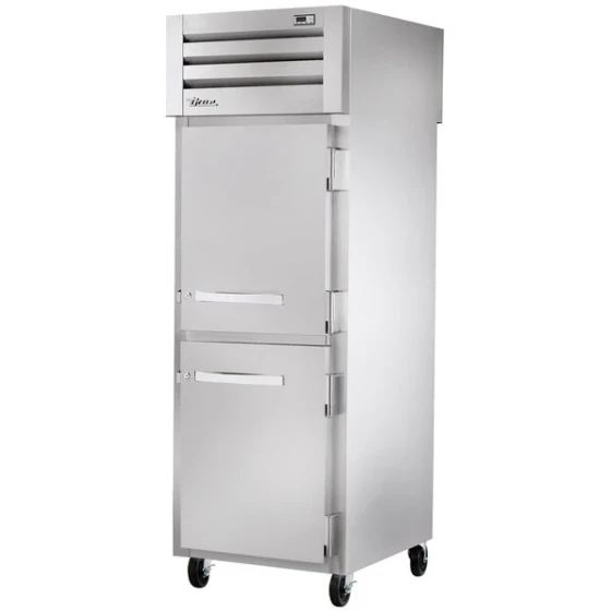True STR1RPT-2HS-1S-HC Spec Series 27 1/2" Solid Front Half Door / Solid Back Full Door Stainless Steel Pass-Through Refrigerator