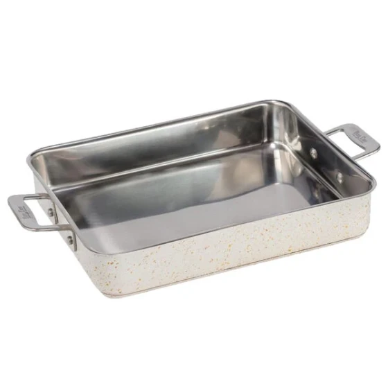 Bon Chef 60013CLDDESERT Cucina 3 Qt. Desert Stainless Steel Roasting Pan - 11 5/8" x 9 3/8" x 2 3/8"
