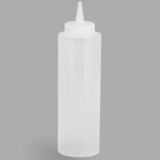 TableCraft 325-1 24 oz. Clear Wide Cone Tip Squeeze Bottle with 38 mm Opening - 12/Pack