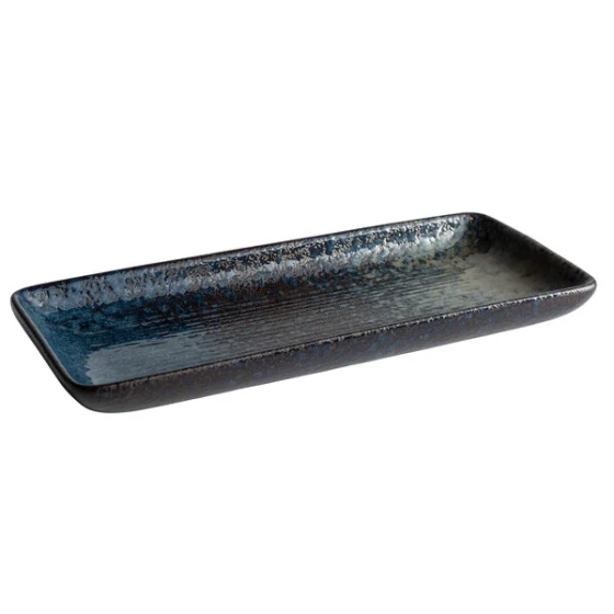 Playground 701212791000351 Sea 10 5/8" x 4 3/4" Deep Rectangular Stoneware Platter - 2/Case