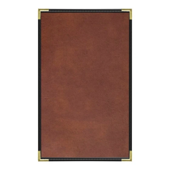 H. Risch, Inc. 8 1/2" x 14" Brown Tuxedo Leather Customizable 1 View Menu Cover with Interior Pocket
