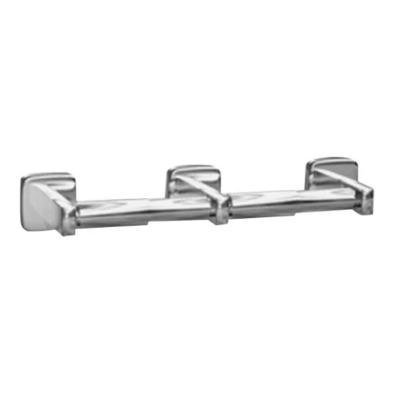 American Specialties, Inc. 10-7305-2B Bright Stainless Steel Surface-Mounted Double Roll Toilet Tissue Holder