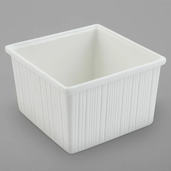 Bon Chef 9501PWHT 232 oz. White Sandstone Finish Cast Aluminum Straight Sided Square Bowl