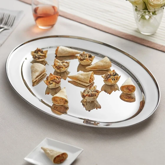 Acopa 20" x 13 3/4" Oval Stainless Steel Platter
