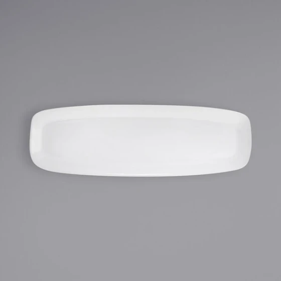 Front of the House Mod 24" x 8" Bright White Rectangular Porcelain Platter - 4/Case