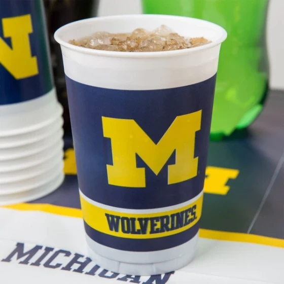 Creative Converting 331401 20 oz. University of Michigan Plastic Cup - 96/Case