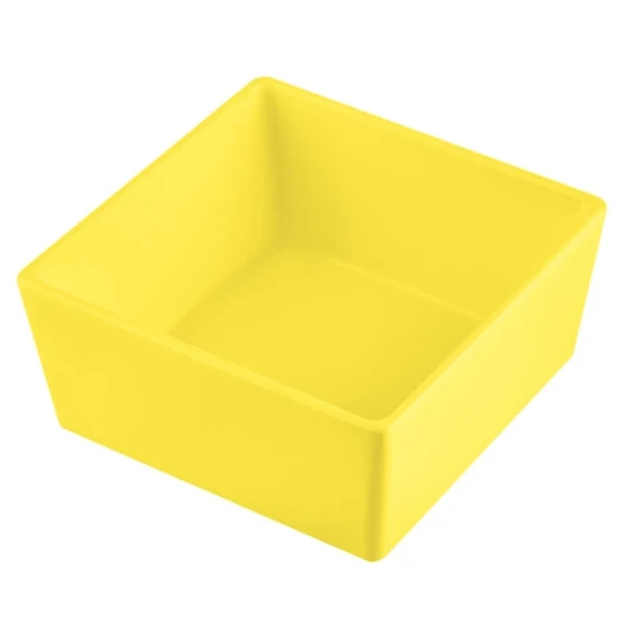 TableCraft CW5016Y Simple Solutions 1/6 Size Yellow Cast Aluminum Straight Sided Bowl - 3" Deep