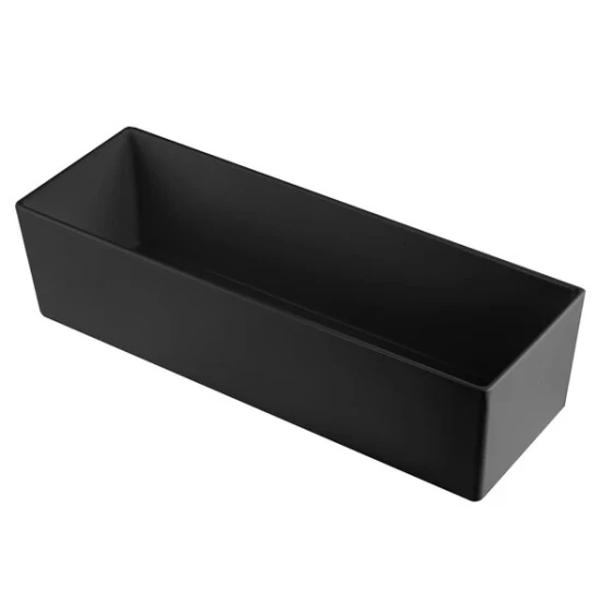 TableCraft CW5010BK Simple Solutions 1/2 Size Long Black Cast Aluminum Deep Straight Sided Bowl - 5" Deep
