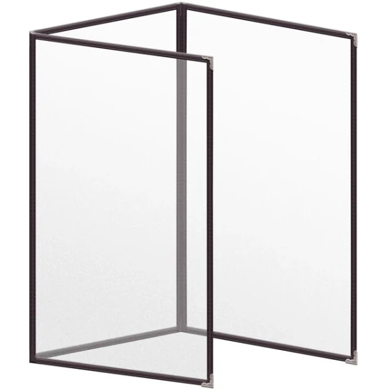 H. Risch, Inc. TET Deluxe Sewn 8 1/2" x 14" Brown 6 View Foldout Vinyl Menu Cover With Silver Decorative Corners and Matte Finish