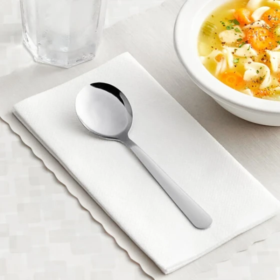 Choice Windsor 5 7/8" 18/0 Stainless Steel Bouillon Spoon - 12/Case