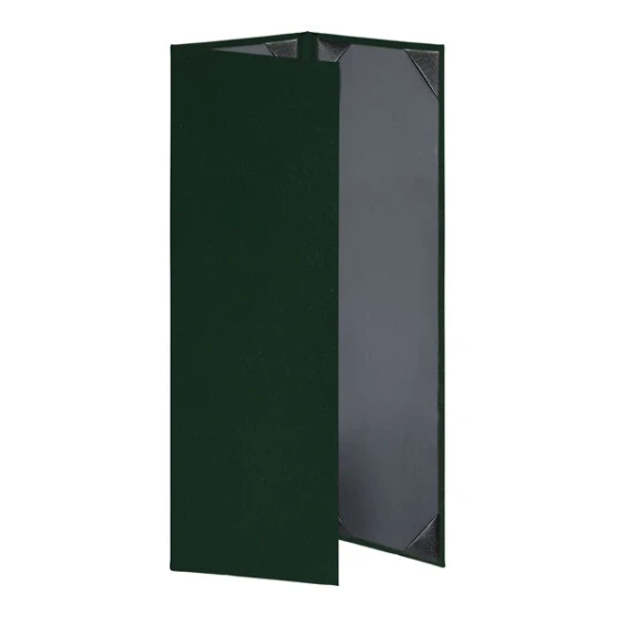 H. Risch, Inc. Oakmont 4 1/4" x 14" Green 3-Panel Menu Cover with Album Style Corners