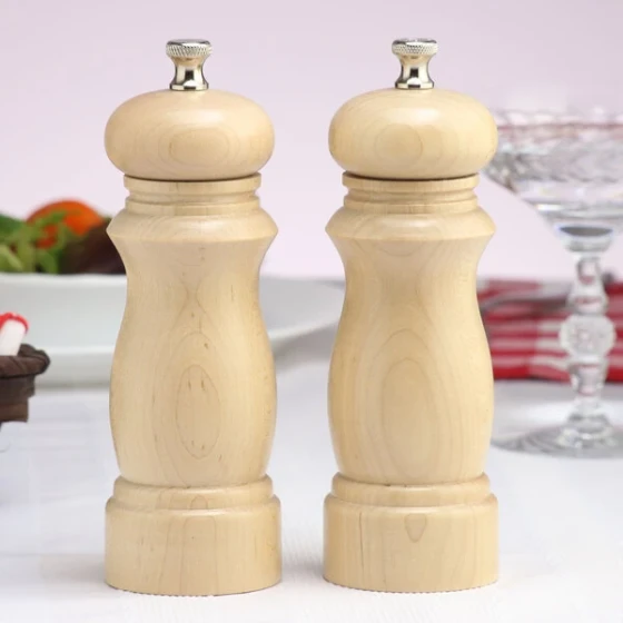 Chef Specialties 06202 Professional Series 6" Customizable Salem Natural Finish Pepper Mill and Salt Mill Set